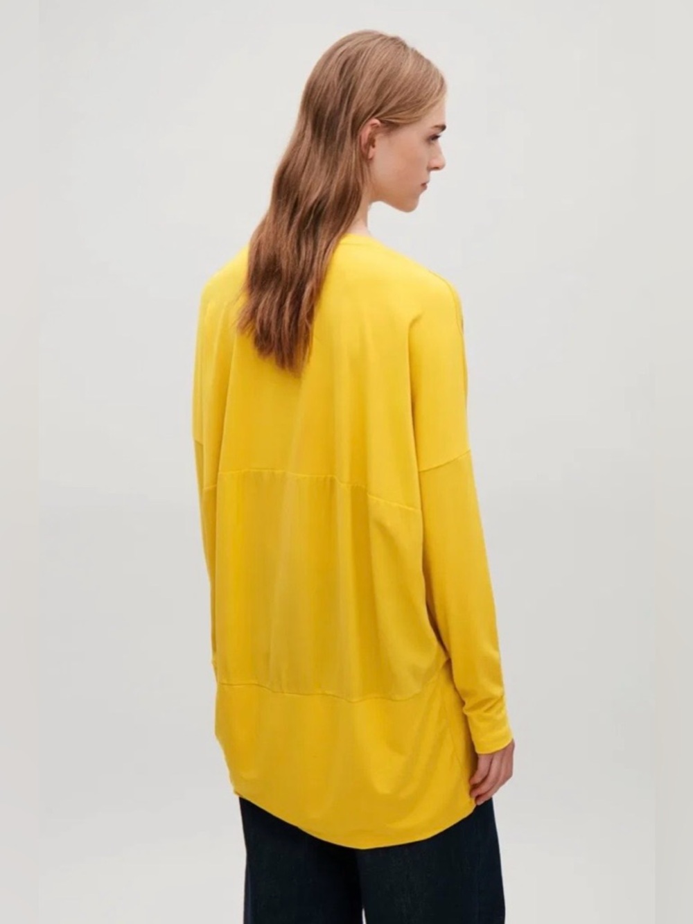 COS Silk Back Jersey Top in Yellow Size L